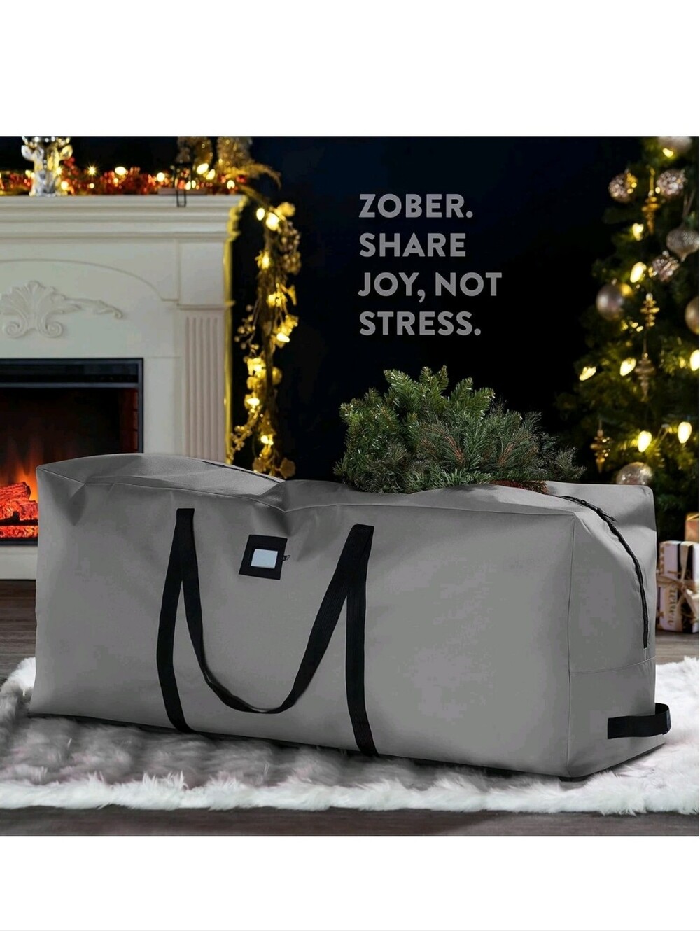 ​Zober Premium Heavy-Duty Large Christmas Tree Storage Bag Fits Up To 9 Ft Trees